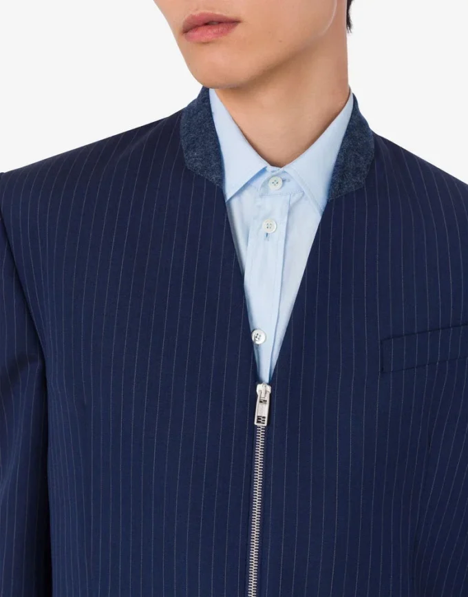 Yarn-dyed pinstriped wool jacket Yarn-dyed pinstriped wool jacket